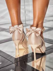CUCCOO HITCHD Woman Shoes Fashion Bow Design Point Toe Champagne High Heels Shoes For Spring And Summer Vacation Shoes Summer