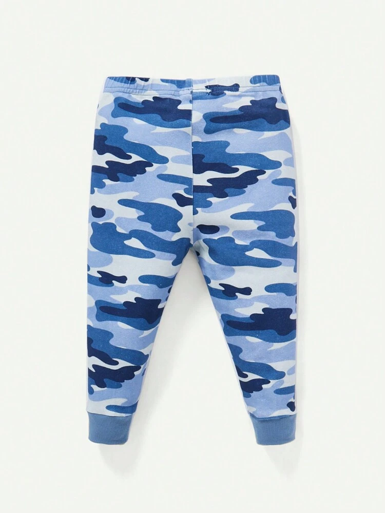 Baby Boy Snug Fit Pajamas, Cartoon Animal Print Long Sleeve Pullover Top And Long Pants Two-Piece Set