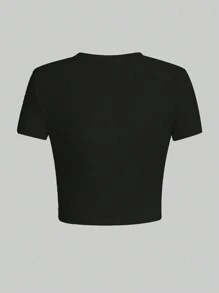 INAWLY Letter Printed Round Neck Short Sleeve T-Shirt For Casual Wear Don't Hate Me It Turns Me On Graphic Tees Women Tops