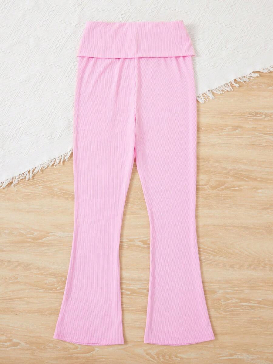 Teen Girl Pink Flared Leggings - Pink - View 1