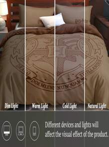 HARRY POTTER X SHEIN School Emblem Bedding Set - Brown - View 8