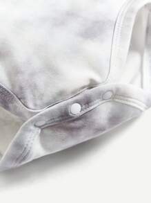 寶寶男孩字母印花圓領長袖連體衣,掀開式肩膀設計 - 藍色 - 查看 8