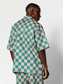 SUMWON Áo sơ mi nylon cổ Revere có hình bàn cờ - Nhiều màu - Xem 2