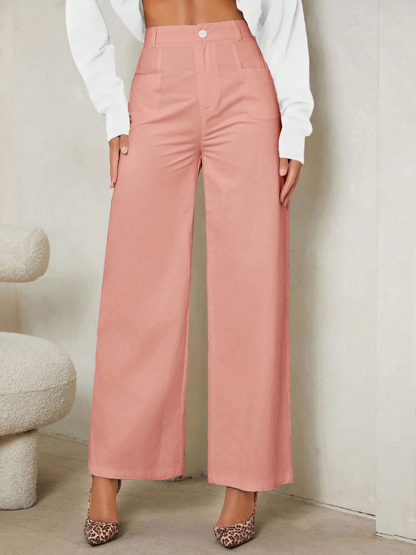 SHEIN Tall Women Fashion Solid Color Loose Straight Pants | SHEIN USA