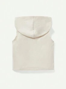 Cozy Pixies Baby Boys' Sleeveless Hoodie With Letter Print And Solid Color Shorts Set