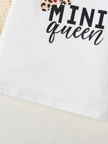 Cô Gái Trẻ Giải trí Và vui tươi In hoa Báo Bướm & Chữ in Áo thun Áo & Thắt lưng Tối Denim Quần Short Còng 2 Miếng Bộ - trắng - Xem 3