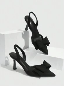 CUCCOO CHICEST Fashionable High Heel Shoes With Bowknot, Graduation Heel, Prom Heels For Summer Elegant Heels Spring Shoes Spring Break Easter For Christmas - Black - View 5