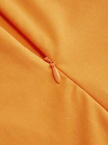 Flirla 大码女式针织性感网眼撞色连体裤 - 橘色 - 查看 6