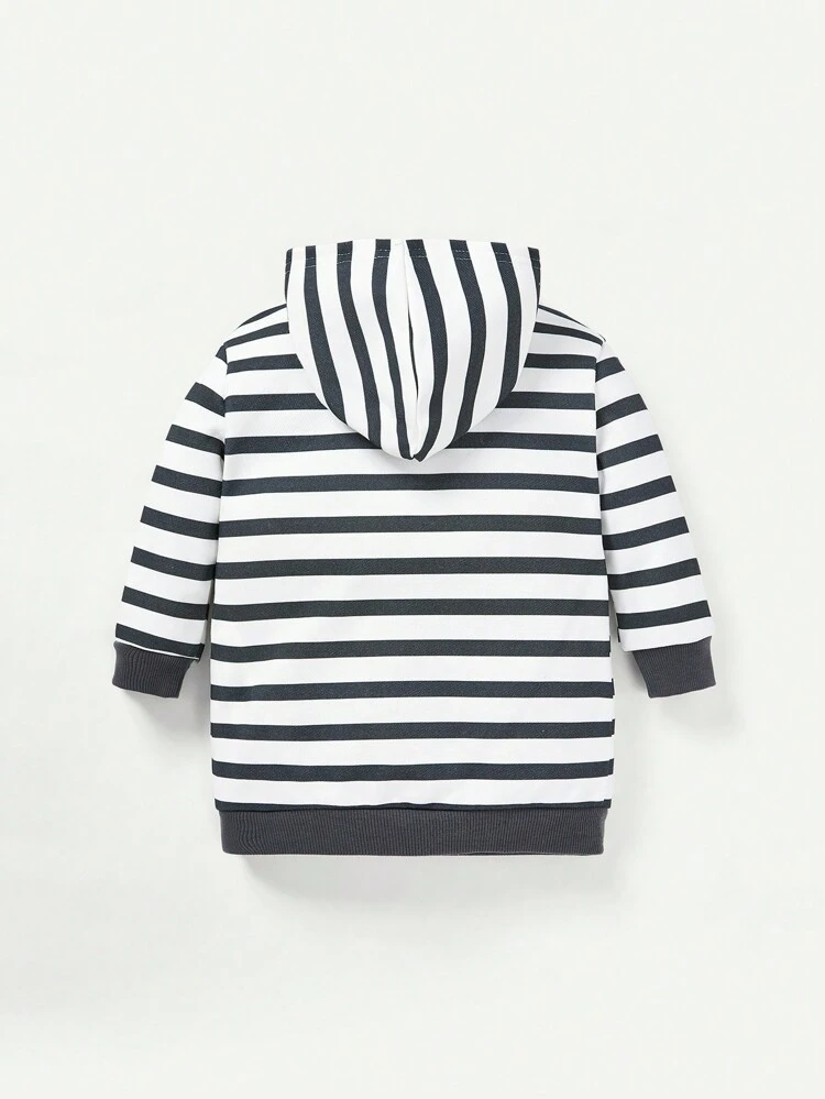Baby Girl Panda Patched Striped Hoodie & Leggings