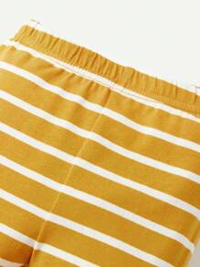 Cozy Pixies 4pcs Baby Boy Snug Fit Pajamas- Letter & Excavator Pattern Round Neck Long Sleeve Top With Trousers - Mustard Yellow - View 11