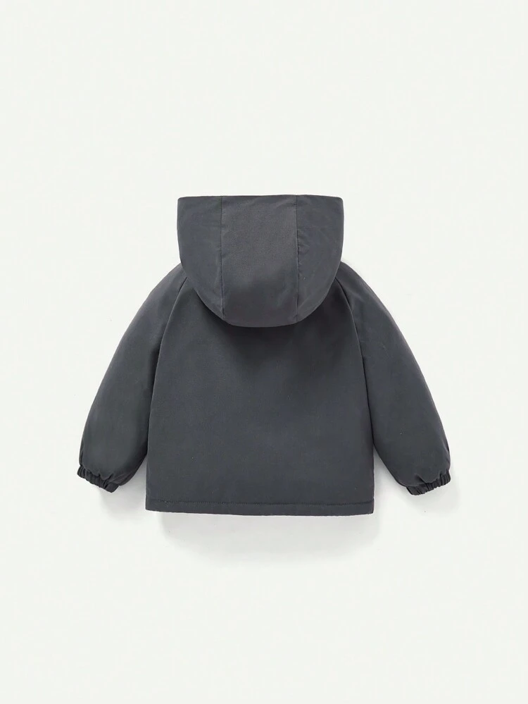 Baby Boy Flap Pocket Raglan Sleeve Hooded Thermal Coat