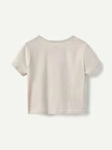 Cozy Pixies Conjunto De Dos Piezas Para Bebé, Camiseta De Manga Corta Y Cuello Redondo Con Patrón De Animales, Y Pantalón Corto Casual