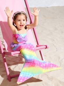 Baby Girls' Mermaid Tail Swimsuit, Cute Mermaid Style Swimwear