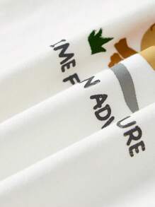 Cozy Pixies Conjunto De 3 Piezas De Jersey Con Diseño De Manga Raglán Y Sudadera De Cuello Redondo De Ajuste Regular Para Bebé Niños Con Patrón De Dibujos Animados De Animales
