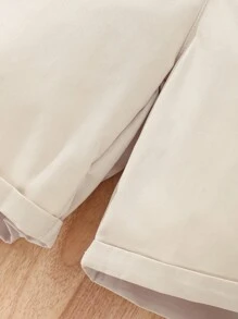 Teen Girls' Solid Color Ruffled Hem Top And Shorts Set