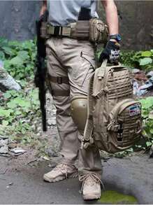 Men's Solid Color Straight Loose Casual Zip-Up Cargo Pants, Fall