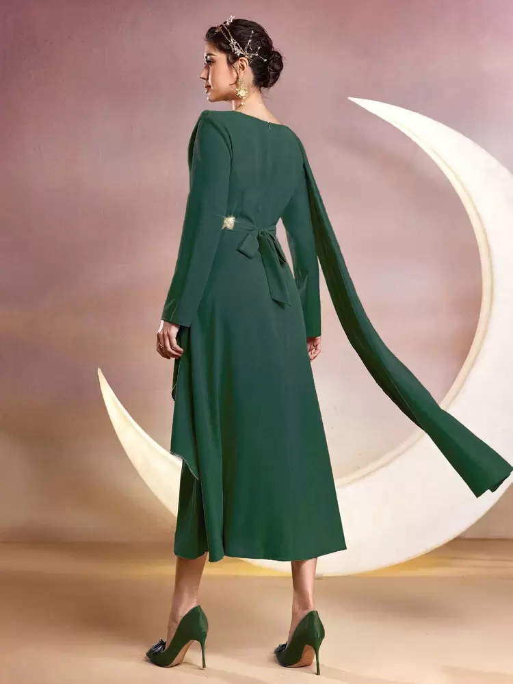 Women's Fashionable Elegant Shawl Collar Long Dress