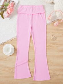 Teen Girl Pink Flared Leggings - Pink - View 2