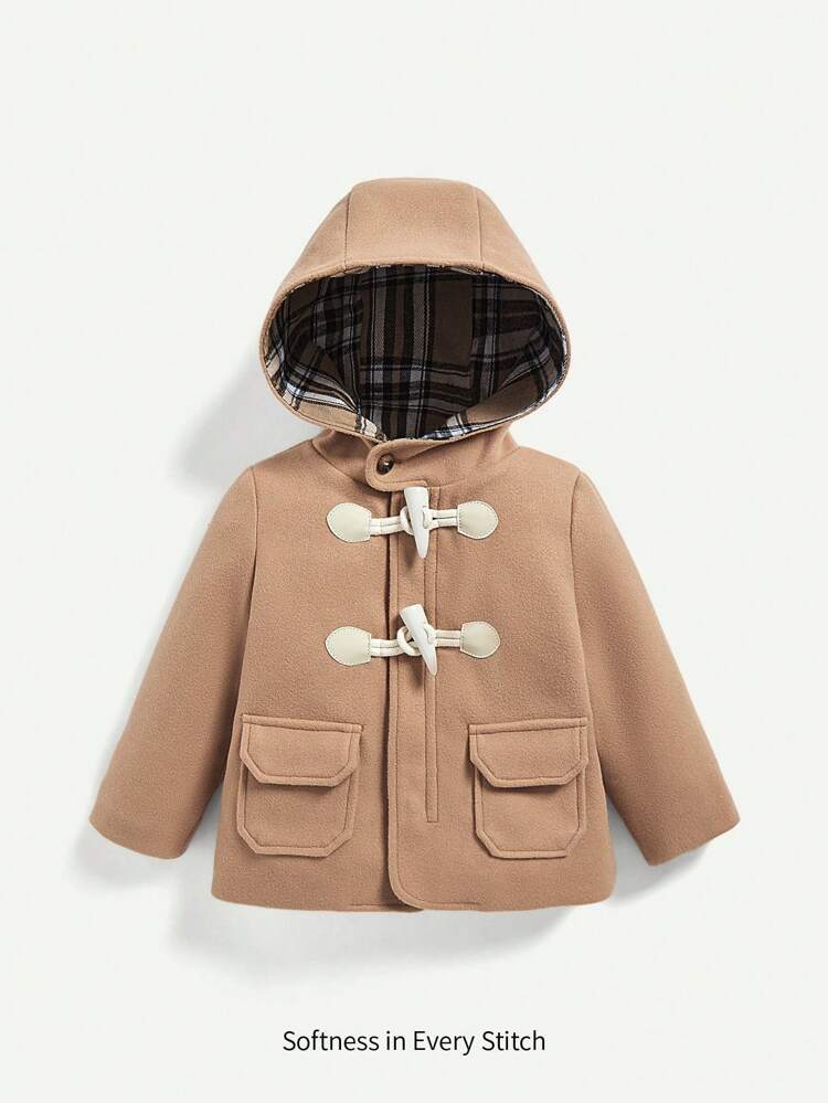 Baby Boy Flap Pocket Hooded Duffle Overcoat