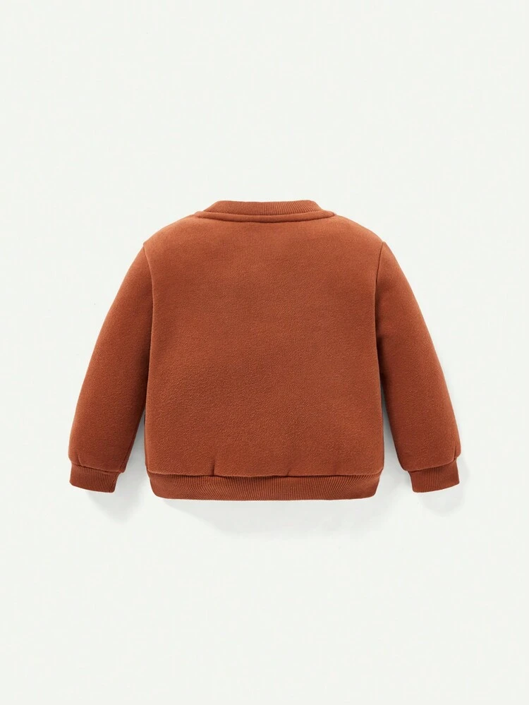 Baby Boy Slogan Graphic Thermal Lined Sweatshirt