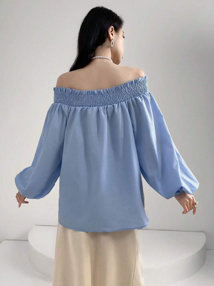 Women's Off Shoulder Lantern Sleeve Shirt