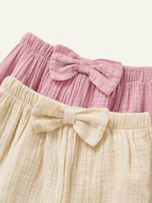 Cozy Pixies Baby Girl Elastic Waist Solid Color Pants With Ruffle Hem 2pcs/Set