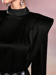 Modelyn Women Cap Sleeve Stand Collar Maxi Arabian Dress For Party - Black - View 6