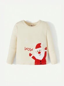 Cozy Pixies Đứa bé trai Vừa Khít Bộ mặc nhà Với Giáng sinh Mô hình , Tròn Đường viền cổ áo , Tay áo dài Áo Và đàn hồi Đáy , 2 Miếng - Màu be - Xem 3