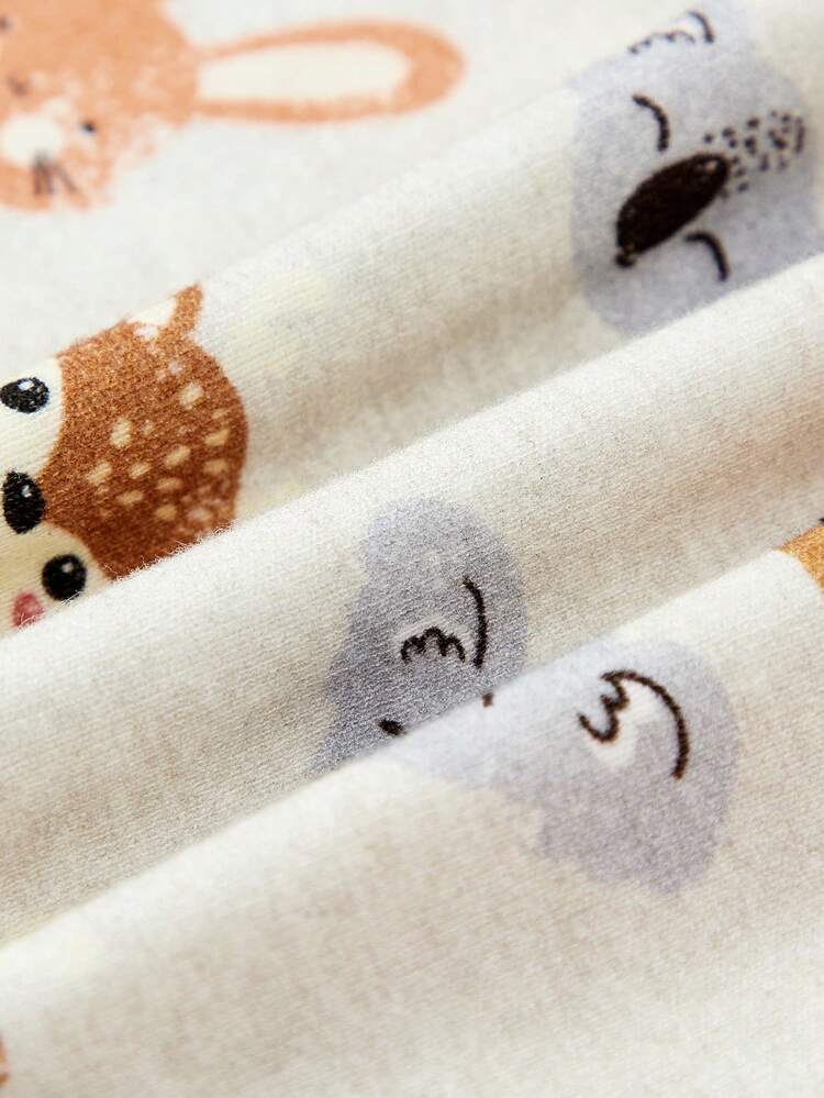4pcs Baby Girl Snug Fit Pajama Set With Cute Animal Print, Including Long Sleeve Top And Pants