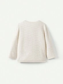 Cozy Pixies 嬰兒女孩蝴蝶結前面針織針織開衫 - 米色 - 查看 2