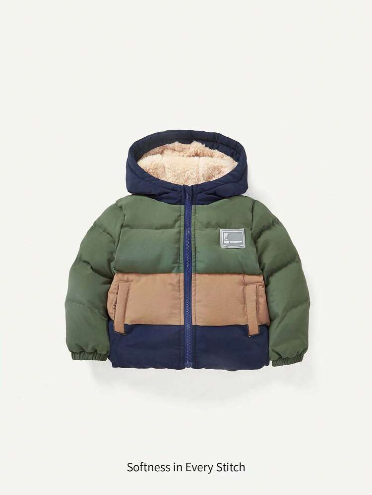 Baby Jungen dick thermisch gefütterter Freizeitjacke mit Tasche, winterwarmer Mantel