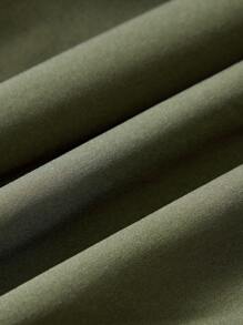 Baby Girl Fuzzy Trim Hooded Thermal Lined Jacket - Army Green - View 5