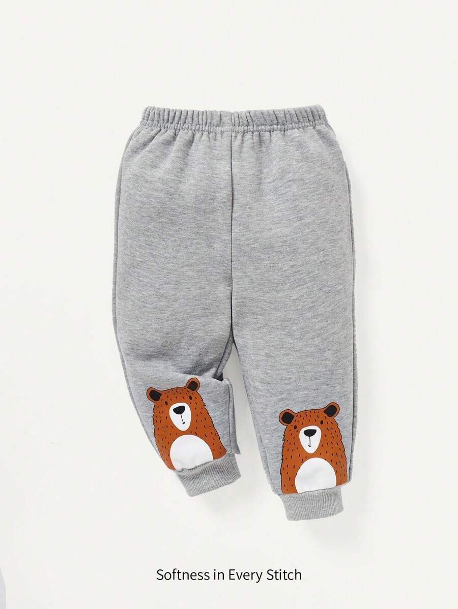 Cozy Pixies Đứa bé trai Đồ họa Hoạt hình Quần thể thao - Xám - Xem 1