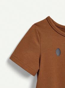 Cozy Pixies Conjunto De 4 Piezas De Mangas Cortas Con Dibujo De Osito Para Bebé Niño, Cuello Redondo Y Corbata De Lazo