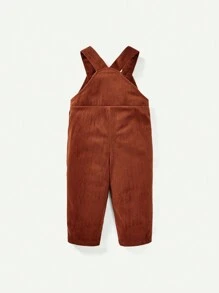 Cozy Pixies Baby Boy Bear Print Tee & Solid Overalls - Brown - View 5
