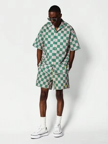 SUMWON Áo sơ mi nylon cổ Revere có hình bàn cờ - Nhiều màu - Xem 4