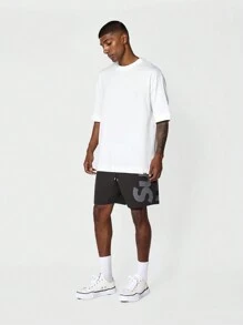 SUMWON Nylon Short With Graphic For Daily Wear - Black - View 5