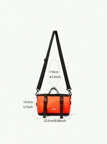 Letter Print Boston Bag With Contrast Color Fashion Buckle Decoration