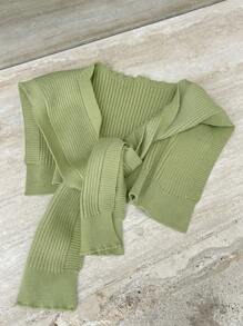DAZY Của phụ nữ Đơn giản Màu thuần Dệt kim Áo - Màu xanh Ô liu - Xem 1
