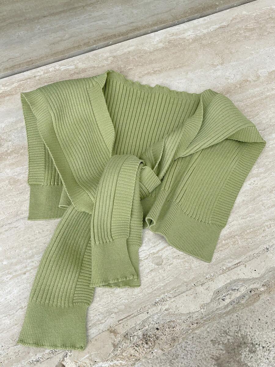 DAZY Của phụ nữ Đơn giản Màu thuần Dệt kim Áo - Màu xanh Ô liu - Xem 1