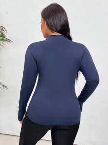 Gameset SHEIN Sport Plus Size Women's Long Sleeve Polo Collar Sports Sweatshirt - Dark Grey - View 2