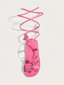New Fashionable Children Princess Sandals With  Straps For Outdoors - Hot Pink - View 4