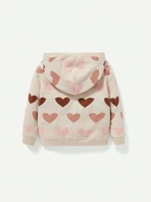 Cozy Pixies Baby Girl Heart Pattern Thermal Lined Hooded Cardigan - Multicolor - View 2
