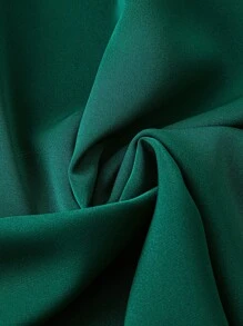 SHEIN LUNE Plus Notched Neckline Flare Sleeve Blouse - Dark Green - View 4