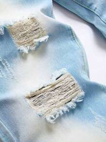 Men's Light Blue Ripped Straight-Leg Jeans - Light Wash - View 5