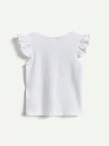 Cozy Pixies Conjunto de blusa de volantes con estampado de fresa y pantalones con pies para niña pequeña con diseño de dibujos animados