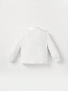 Cozy Pixies Baby Girl Ruffle Trim Bow Front Ruffle Trim Shirt - White - View 2