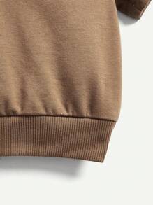 Bộ áo nỉ có mũ trùm đầu bằng tay Raglan mềm mại dệt kim dành cho bé trai và quần short thường ngày - Màu Khaki - Xem 4