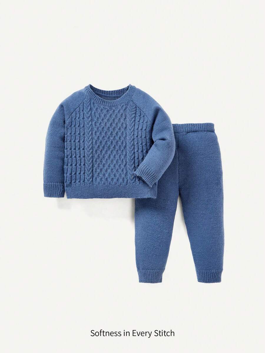 Cozy Pixies 男嬰插肩袖套頭毛衣和針織褲 - 藍色 - 查看 1