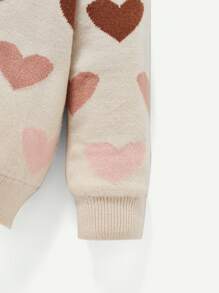 Cozy Pixies Baby Girl Heart Pattern Thermal Lined Hooded Cardigan - Multicolor - View 4